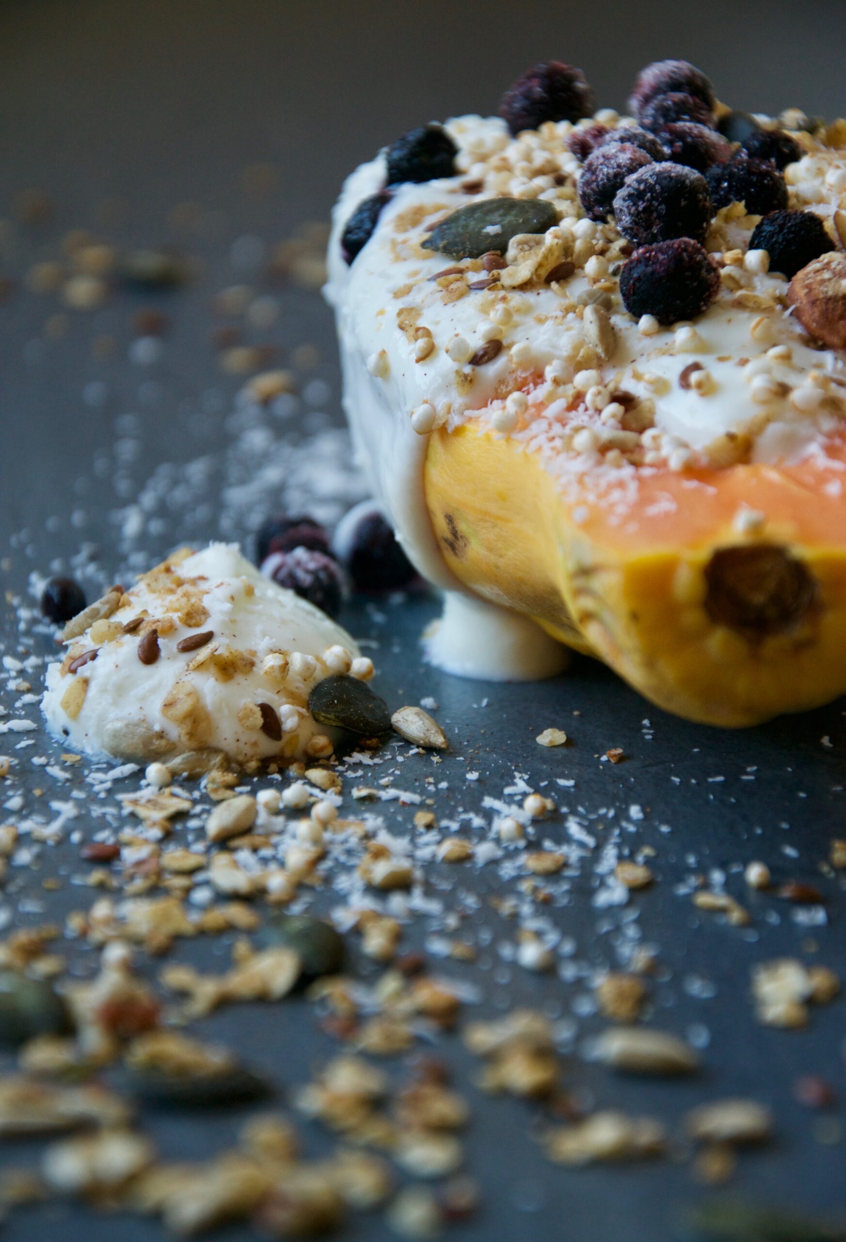 Papaya, Obst, Frühstück, Papaya fruit boats, Papaya, breakfast, lecker, gesund, abnehmen, einfach, Müsli, granola, breakfast, gesund, lecker, Snack