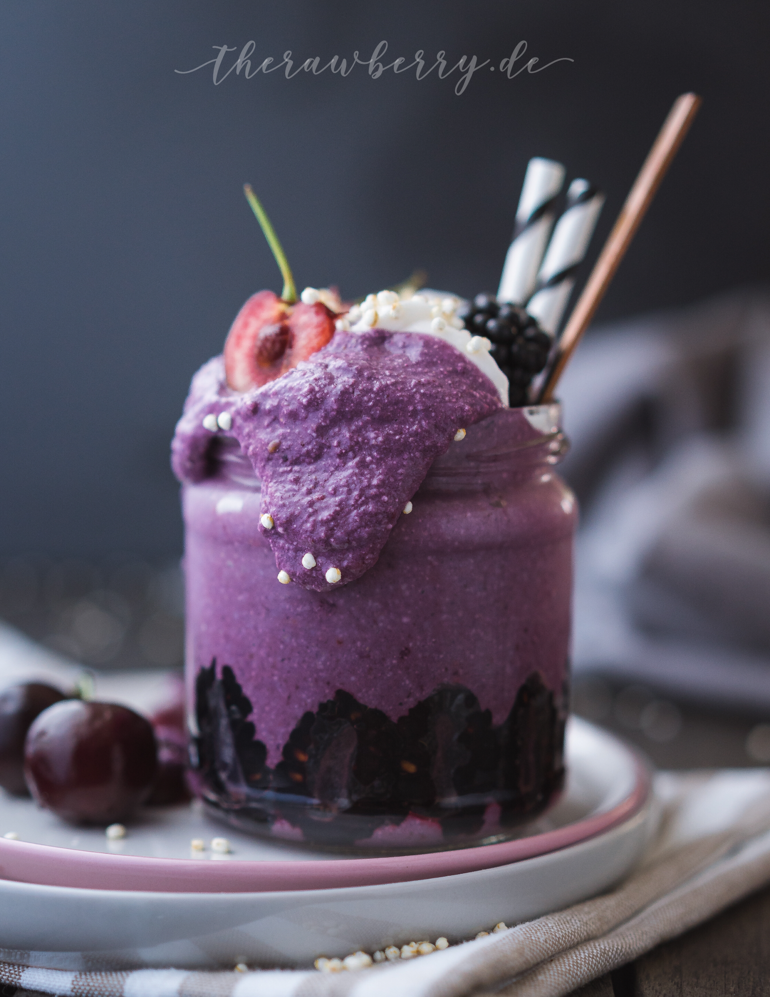smoothie, delicious, vegan, food, purple, healthy, clean eating, clean eats, foodie, food photography, raw, gluten-free, sugar free, dairy free, cherries, blackberry, yum, summaries, recipe, blogger, jar, glas, soul food, comfort food, detox, easy, quick, protein packed, high protein
