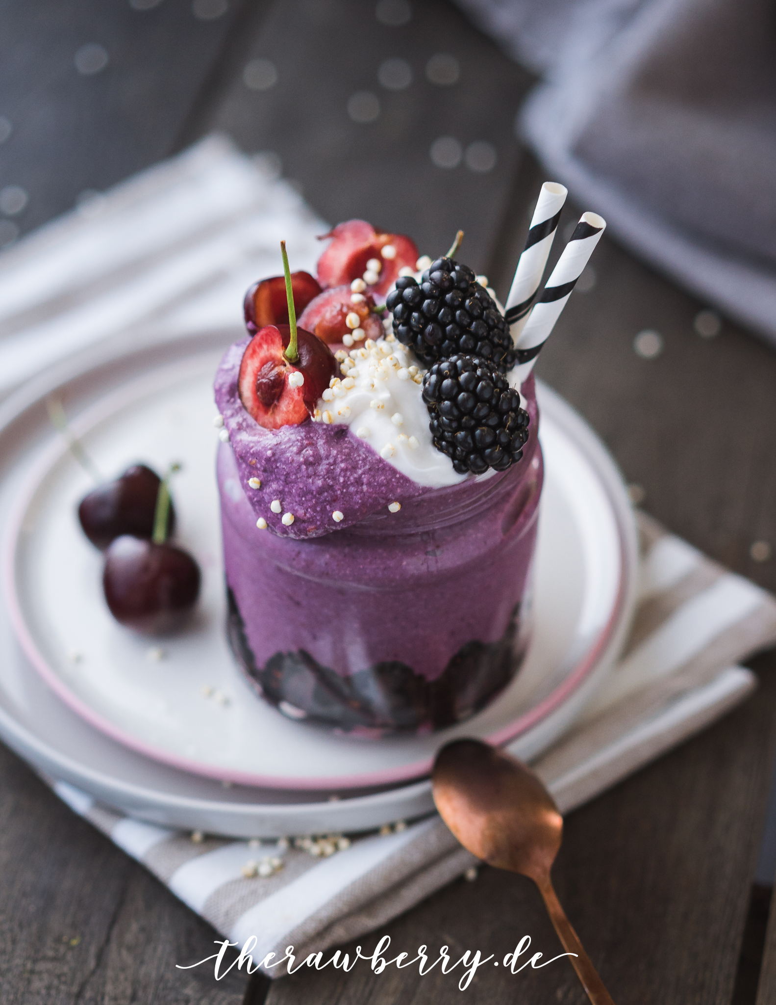 smoothie, delicious, vegan, food, purple, healthy, clean eating, clean eats, foodie, food photography, raw, gluten-free, sugar free, dairy free, cherries, blackberry, yum, summaries, recipe, blogger, jar, glas, soul food, comfort food, detox, easy, quick, protein packed, high protein