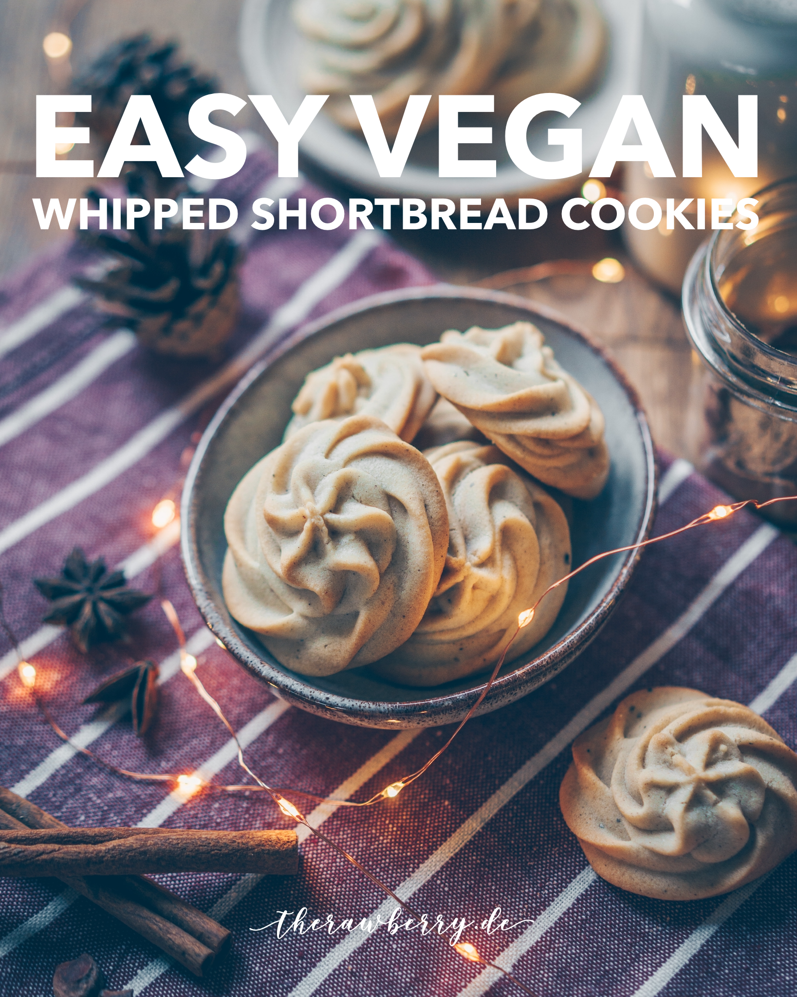 cookies, kekse, vegan, lecker, delicious, no dairy, ohne milch, spritzgebäck, whipped shortbread, chia jam, chia marmalade, sandwich cookies, sandwich kekse, christmas, weihnachten, weihnachtlich, backen, baking, easy, einfach, simple, quick, fool proof, super, therawberry, plant-based