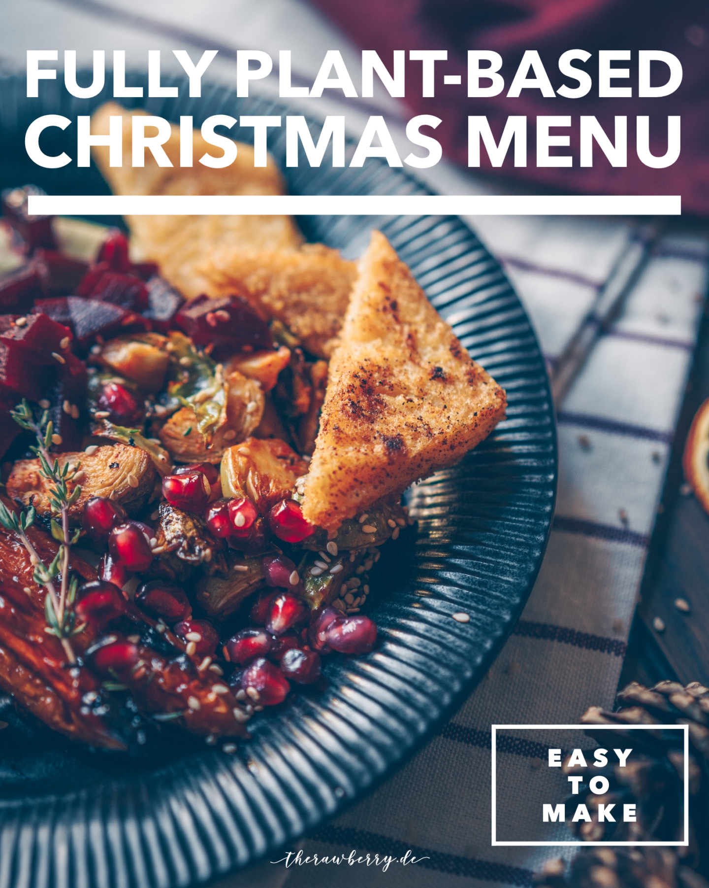 weihnachten, christmas, day, simple, einfach, menu, menü, carrots. karotten, Brussels sprout, rosenkohl, side dishes, beilagen, pomegranate, granatapfel, essen, food, vegan, plant-based, no dairy, veggies, oven roasted, polenta, food styling, food photography, fotitgrafie, plating, therawberry