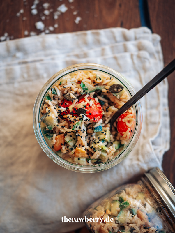 glas, Löffel, Reissalat